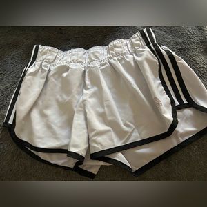 Adidas: white and black athletic shorts